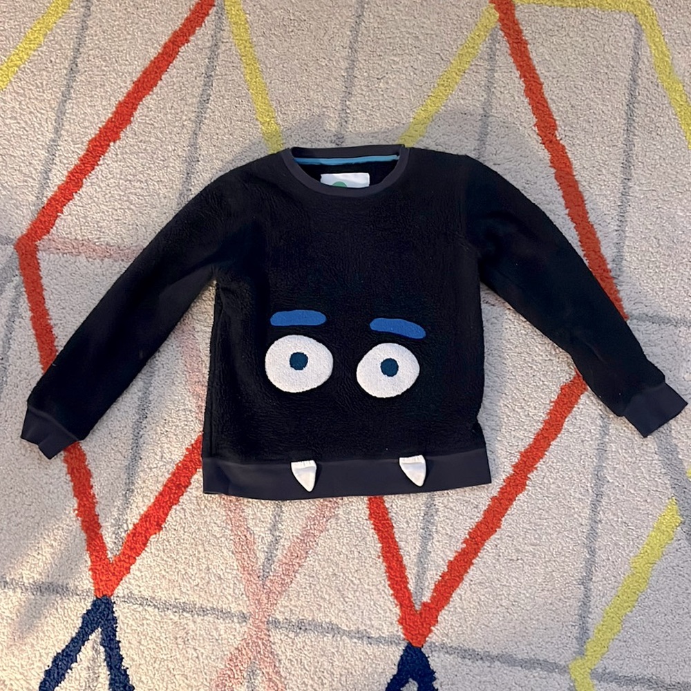 Mini Boden Navy Blue Monster Fleece Sweatshirt - Size 7-8Y